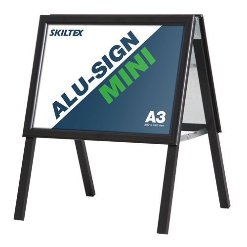 Alu-Sign Svart Mini Gatupratare - A3