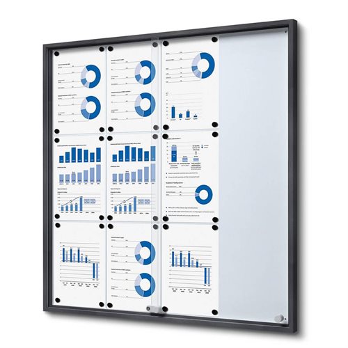 Antracitgrå Whiteboard skåp med skjutdörrar - 12xA4