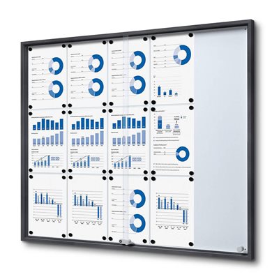 Antracitgrå Whiteboard skåp med skjutdörrar - 15xA4