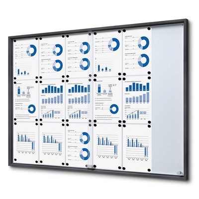 Antracitgrå Whiteboard skåp med skjutdörrar - 18xA4