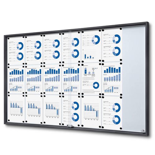 Antracitgrå Whiteboard skåp med skjutdörrar - 21xA4