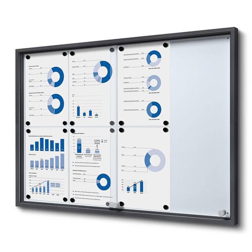 Antracitgrå Whiteboard skåp med skjutdörrar - 8xA4