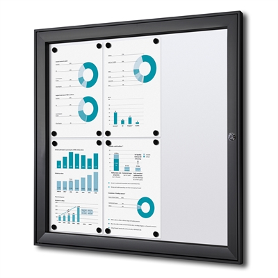 Svart BoardPro whiteboard skyltskåp - 6xA4