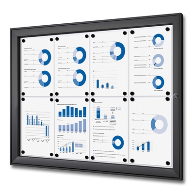 Svart BoardPro whiteboard skyltskåp - 8xA4