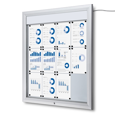 Premium LED Outdoor whiteboard skåp med ljus - 12xA4